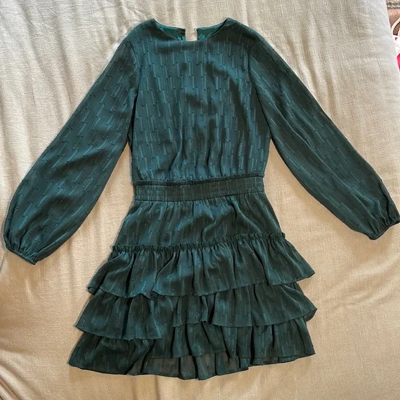 Tiered ruffle green Express dress